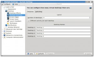 Multiple desktop settings