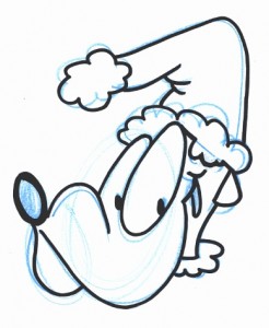 george christmas blue This is how I start. I sketch with a non-photo blue pencil and then ink over the lines. The drawing gets scanned in Xsane and then imported into Gimp where color is added.