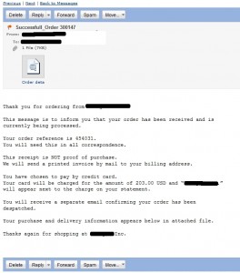 This is the email I recently received. The email address and companyinformation has been purposly blacked out to help protect innocent companies.