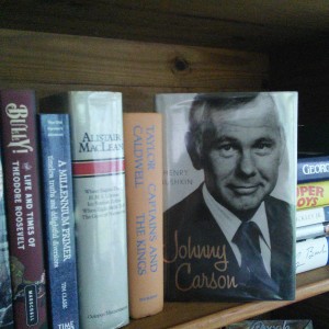 My bookshelf in the summer studio.